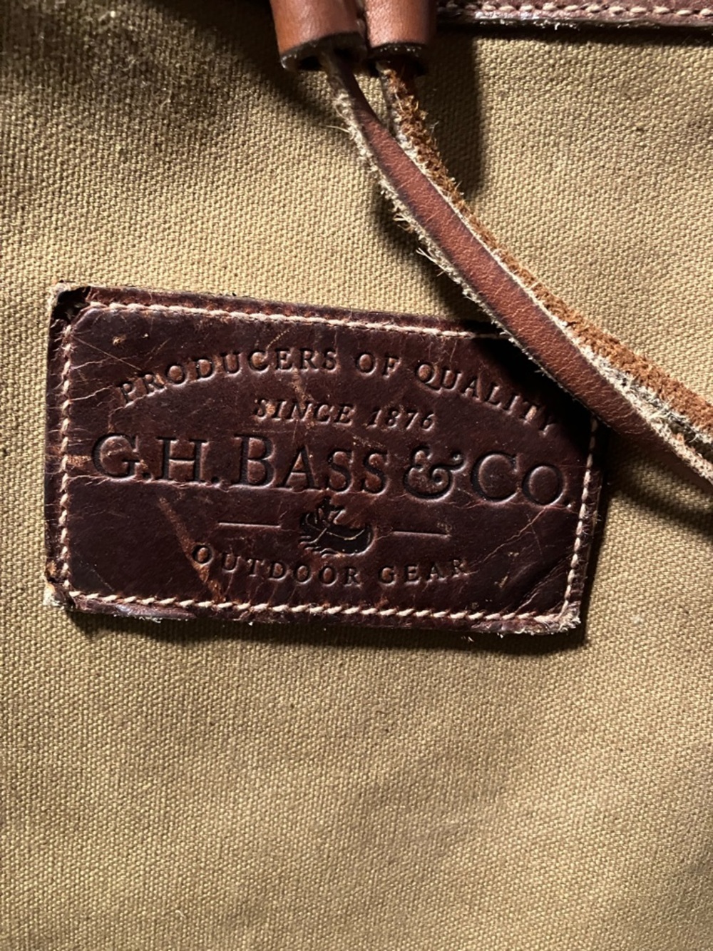 G.H. Bass & Co. Men's Canvas Backpack in Tan with Brown Leather Accents